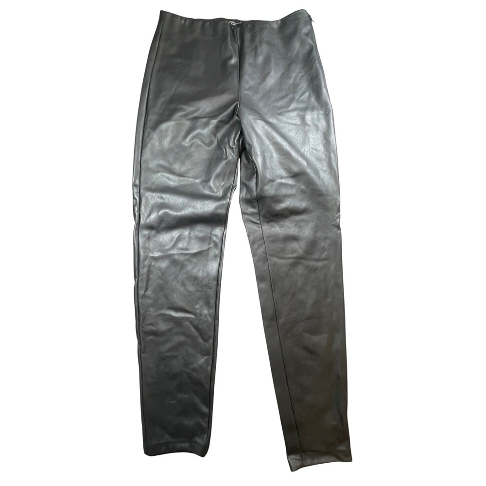 Banana Republic Faux Leather Pants Women 12L Black High Rise Slim Fit Vegan Moto